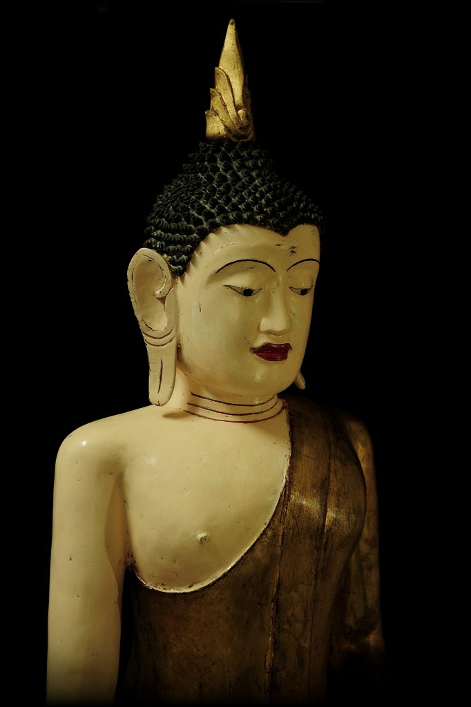 Extremely Rare 19C Wood Thai Lanna Buddha #BB442